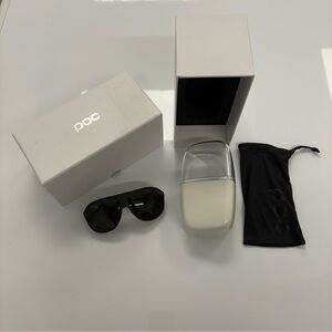 POC Sport Sunglasses Black Shield Lens White Arms w/ Case & Box